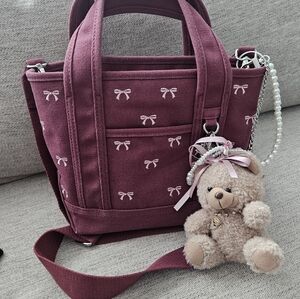 Madden Girl Purple Tote with Teddy Charm